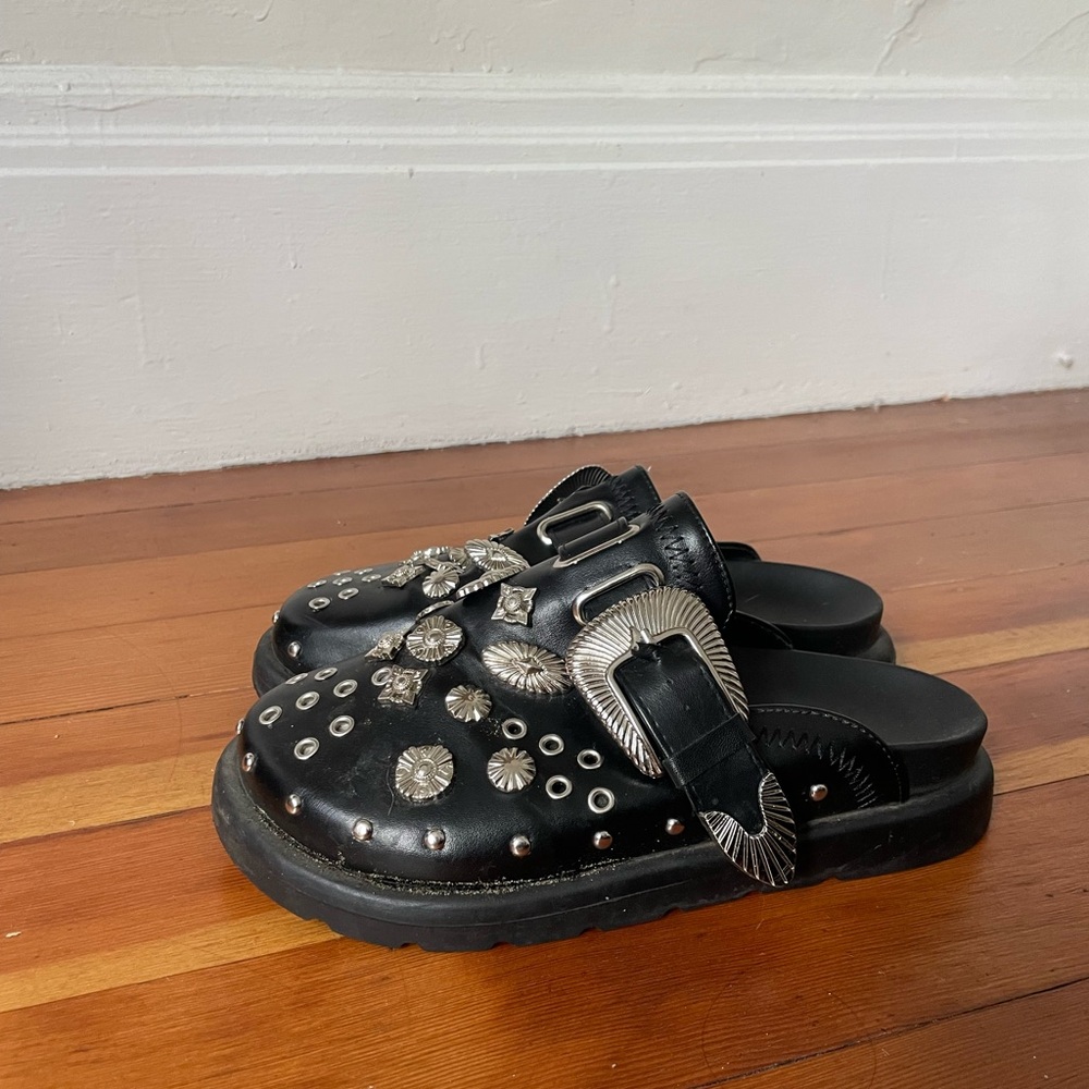 Black Studded Slip-On Sandals